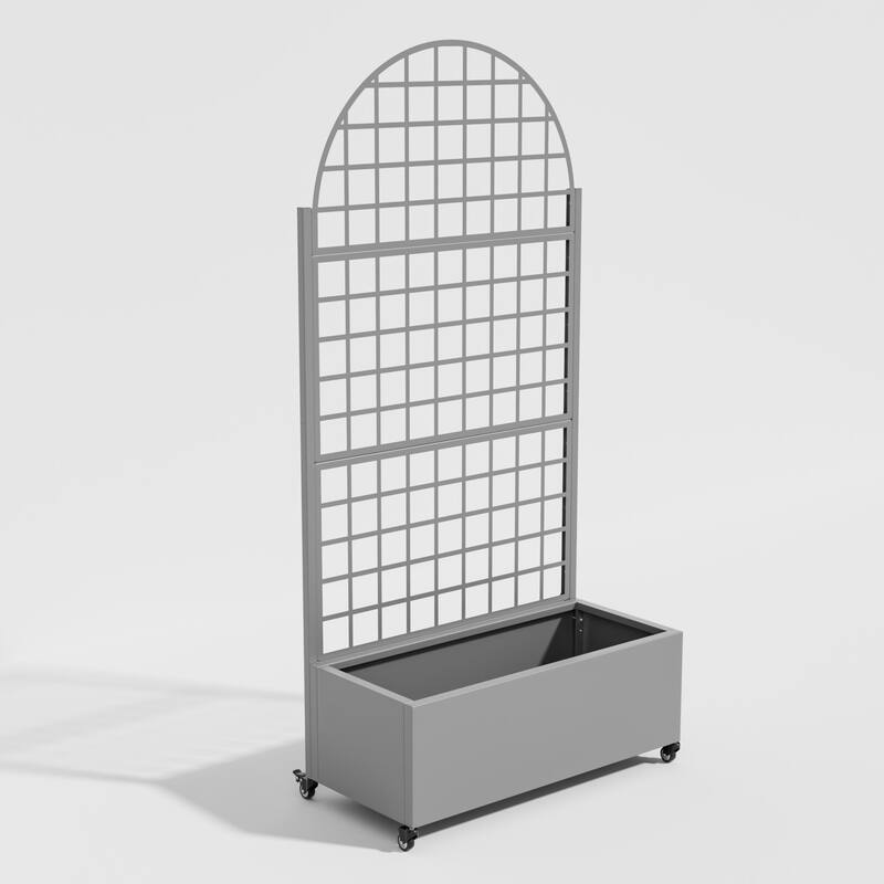 Movable Raised Garden Bed with Trellis and Lockable Wheels - 71*35