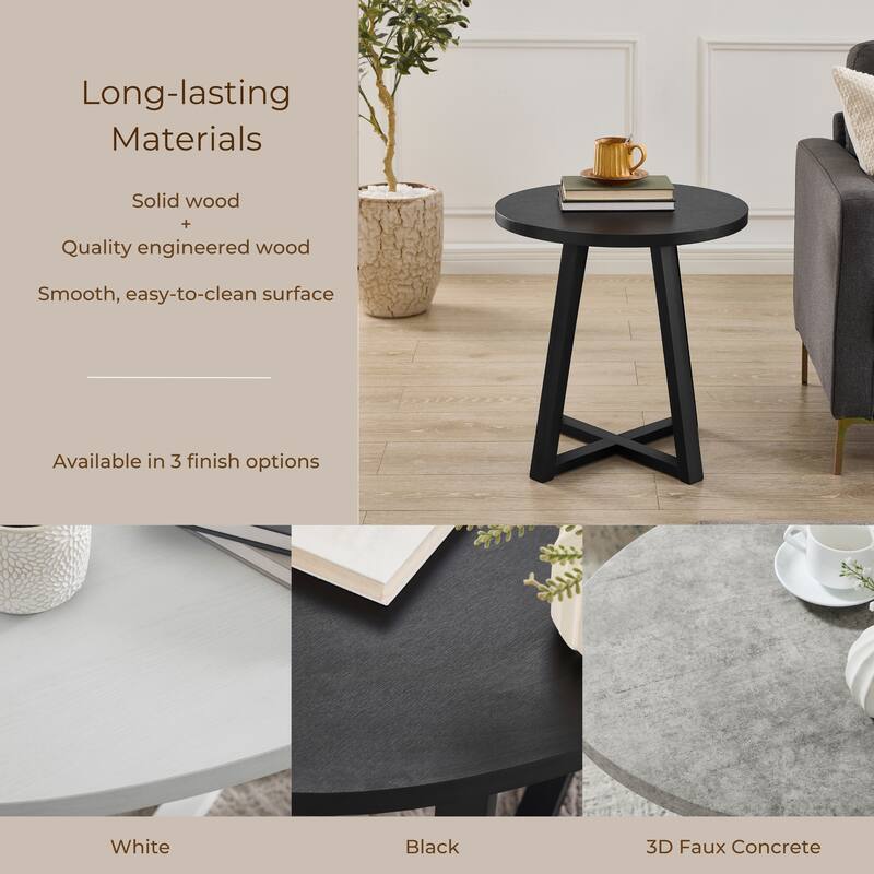 Roundhill Furniture Modern Harmony Wood Round End Table