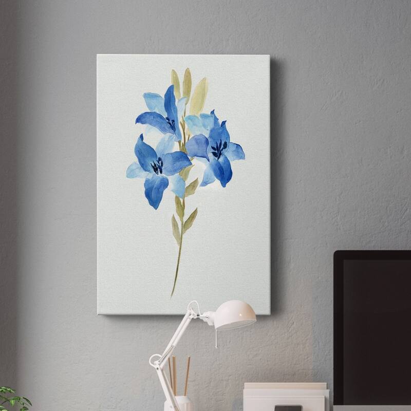 Blue Blossom Botanical III Premium Gallery Wrapped Canvas - Ready to Hang
