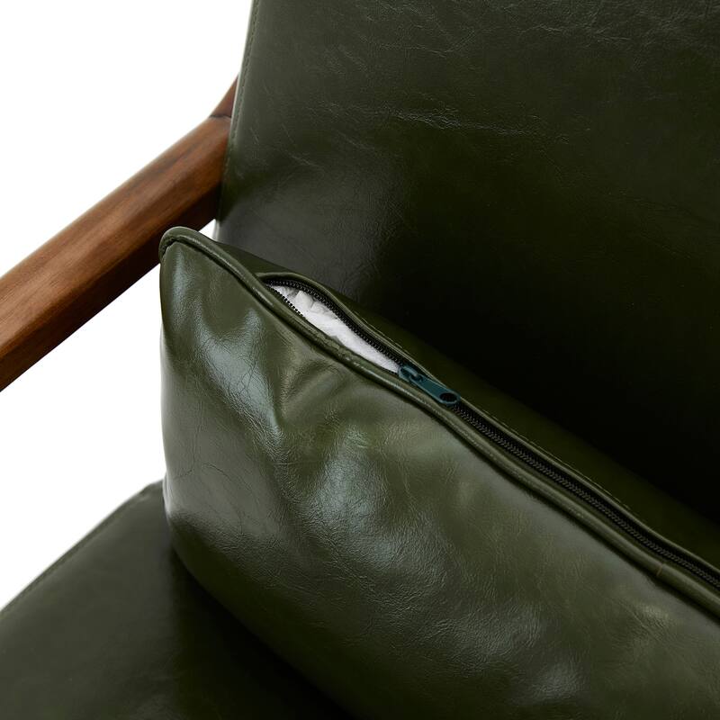 Glitzhome Set of 2 30.75"H Mid-Century Modern PU Leather Accent Chairs with Cushion - 25.75"W x 33.75"D x 30.75"H