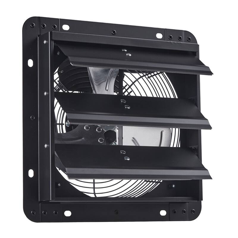 10 inch Shutter Exhaust Fan, Wall Mounted Attic Vent Fan with Variable Speed Controller, 900 CFM, AC Motor, Low Noise for Shed - Black