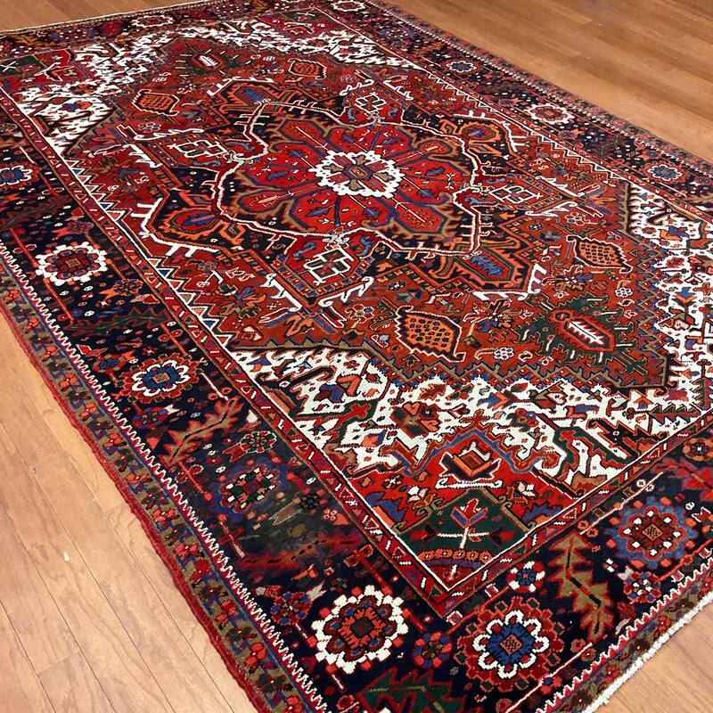 HERAT ORIENTAL Handmade Fine Persian Heriz Wool Rug - 7'7" x 11'3"
