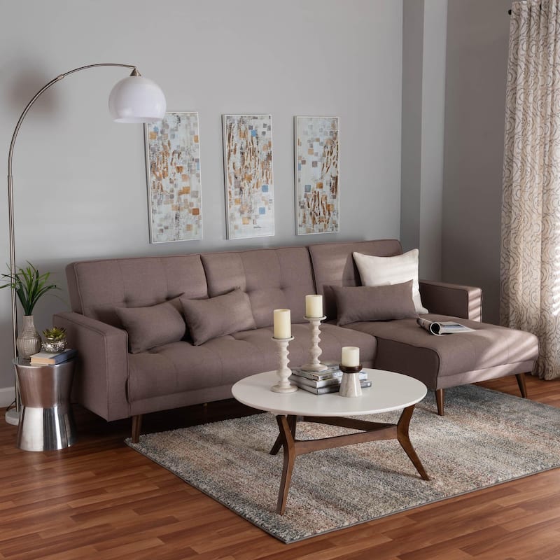 Claire Contemporary Clay Fabric Upholstered Convertible Sofa Bed