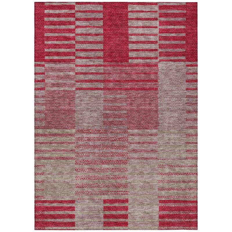 HomeRoots Striped Modern Rectangle Outdoor Rug