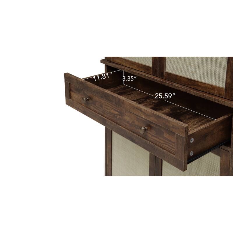 4 Door Cabinet with 1 Drawer, with 4 Adjustable Inner Shelves, Storage Cabinet
