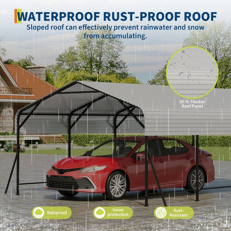 Heavy Duty Carport, Metal Carport with Reinforced Frame and Base for All Weather, Car Ports Heavy Duty for Rucks, Boats