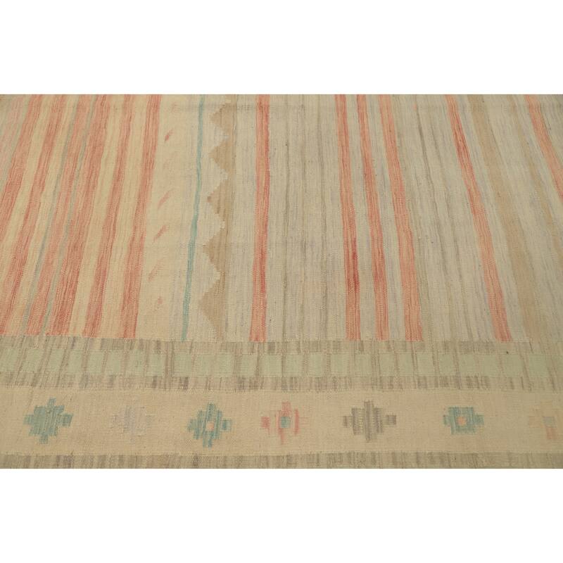 Hand Woven Oriental 100% Wool Carpet Southwestern Tribal Multi-Colored Kilim Area Rug - 9' 7'' X 7' 2''