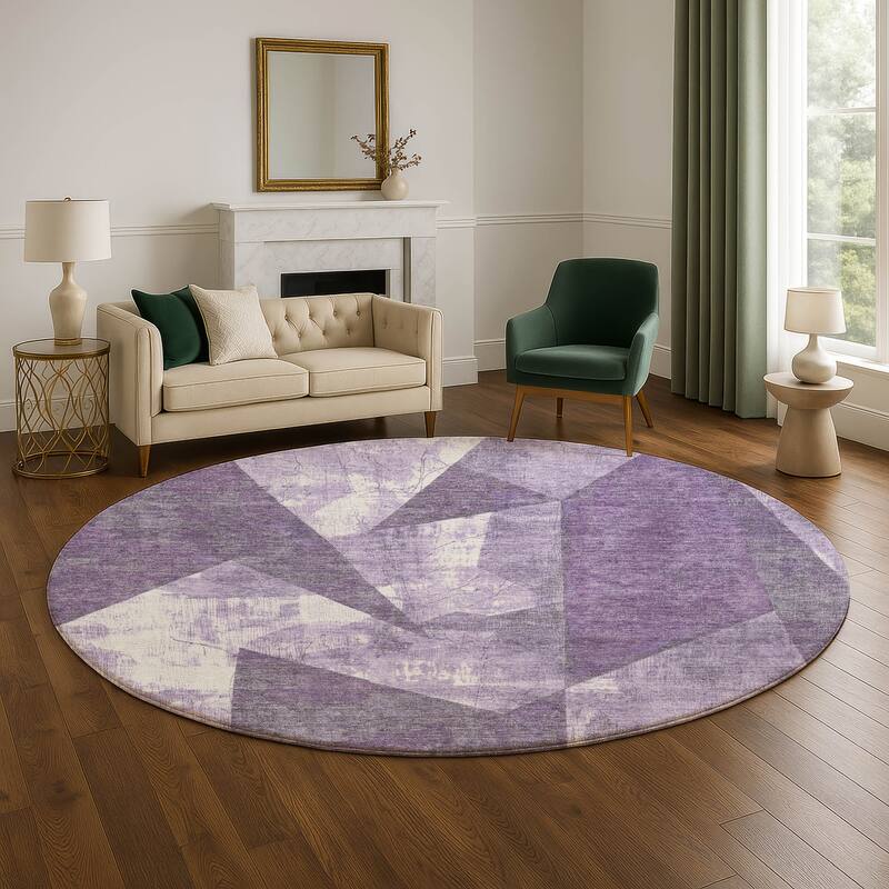 Premium Washable Super Soft Casual Contemporary Mayfield Rug - 8' x 8' - Purple.