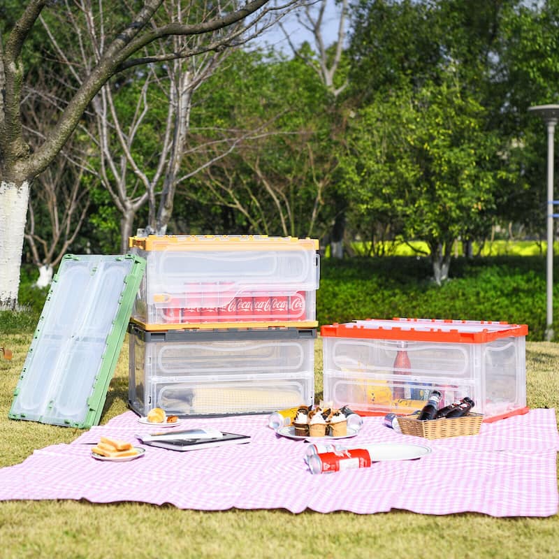 Collapsible Storage Bins Folding Plastic Stackable Utility Crates