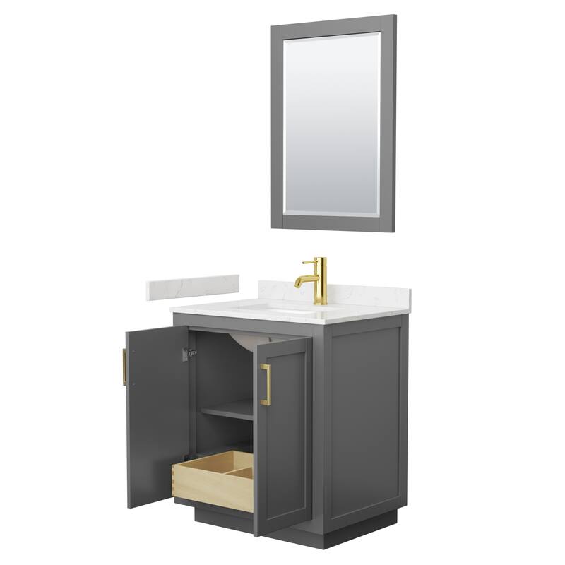 Miranda Single Vanity Set, Cultured Marble Top, 24-Inch Mirror