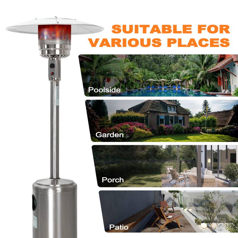 Nuu Garden 46,000 BTU Stainless Steel Propane Gas Patio Heater