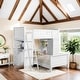preview thumbnail 2 of 12, Artsy Twin over Full Metal Bunk Bed with Trundle 2-Side Ladder and Full-Length Guardrail, Large Under Bed Storage, White