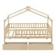 preview thumbnail 55 of 58, Twin House-Shaped Bed with 2 Storage Drawers, Wooden Platform Bed for Kids