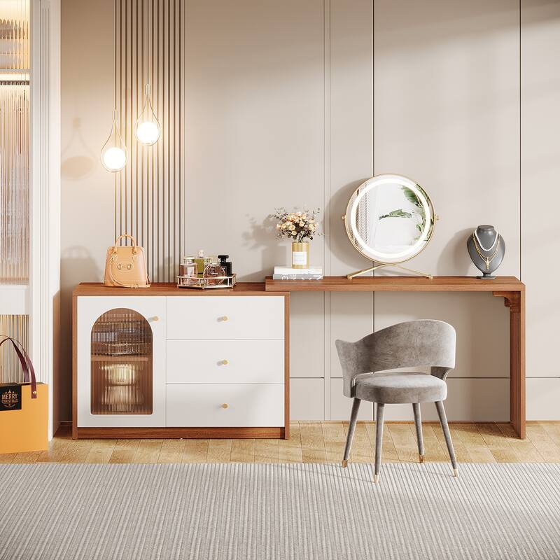 Retractable Modern Makeup Vanity for Bedroom