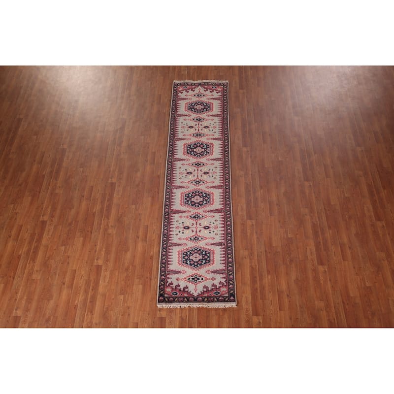 Geometric Viss Oriental Runner Rug Handmade Wool Carpet - 2'6"x 10'0"