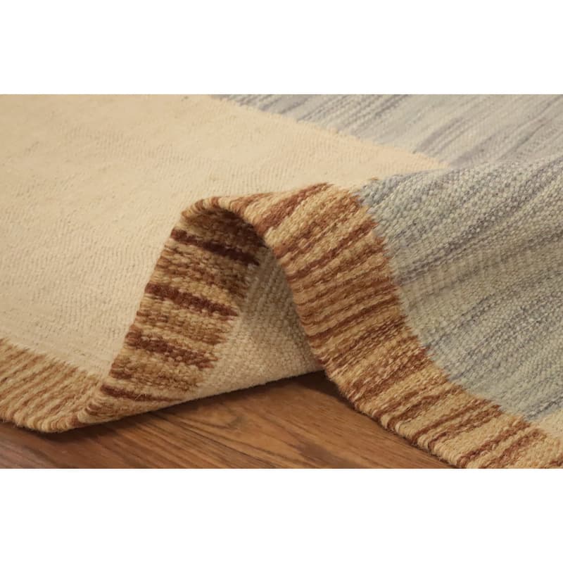 Hand Woven Oriental 100% Wool Carpet Southwestern Modern Beige & Ivories Kilim Area Rug - 13' 4'' X 9' 7''