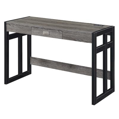 47 Inch Desk with Charging Station - Modern Computer Study Writing Table, Home Office Furniture