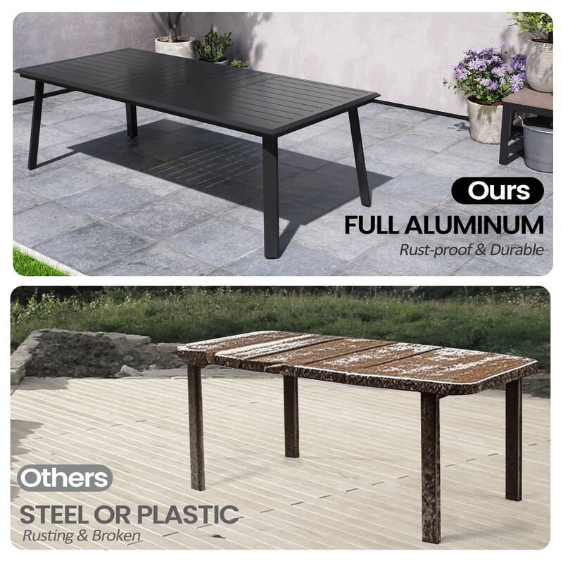 Outdoor Aluminum Dining Table with Umbrella Hole