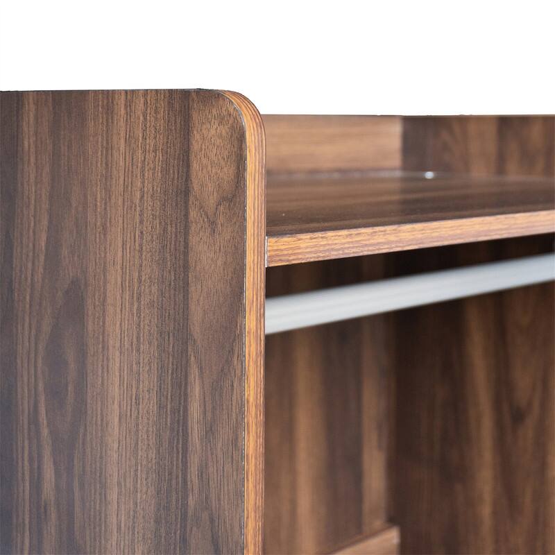 Open Style Wardrobe Closet with 3 Large Storage Drawers and Hanging Rods, Modern Armoire Clothing Organizer with Storage Shelves