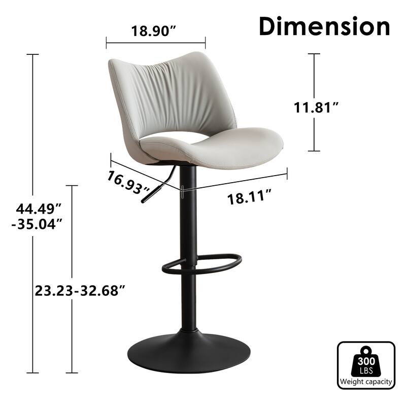 Faux Leather Upholstered Bar stools Set of 2 with Metal Footrest