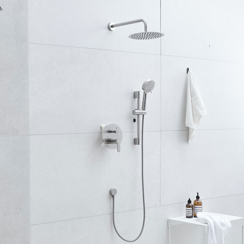 Modern Rain Shower Faucet System with 10-inch Fixed Spray