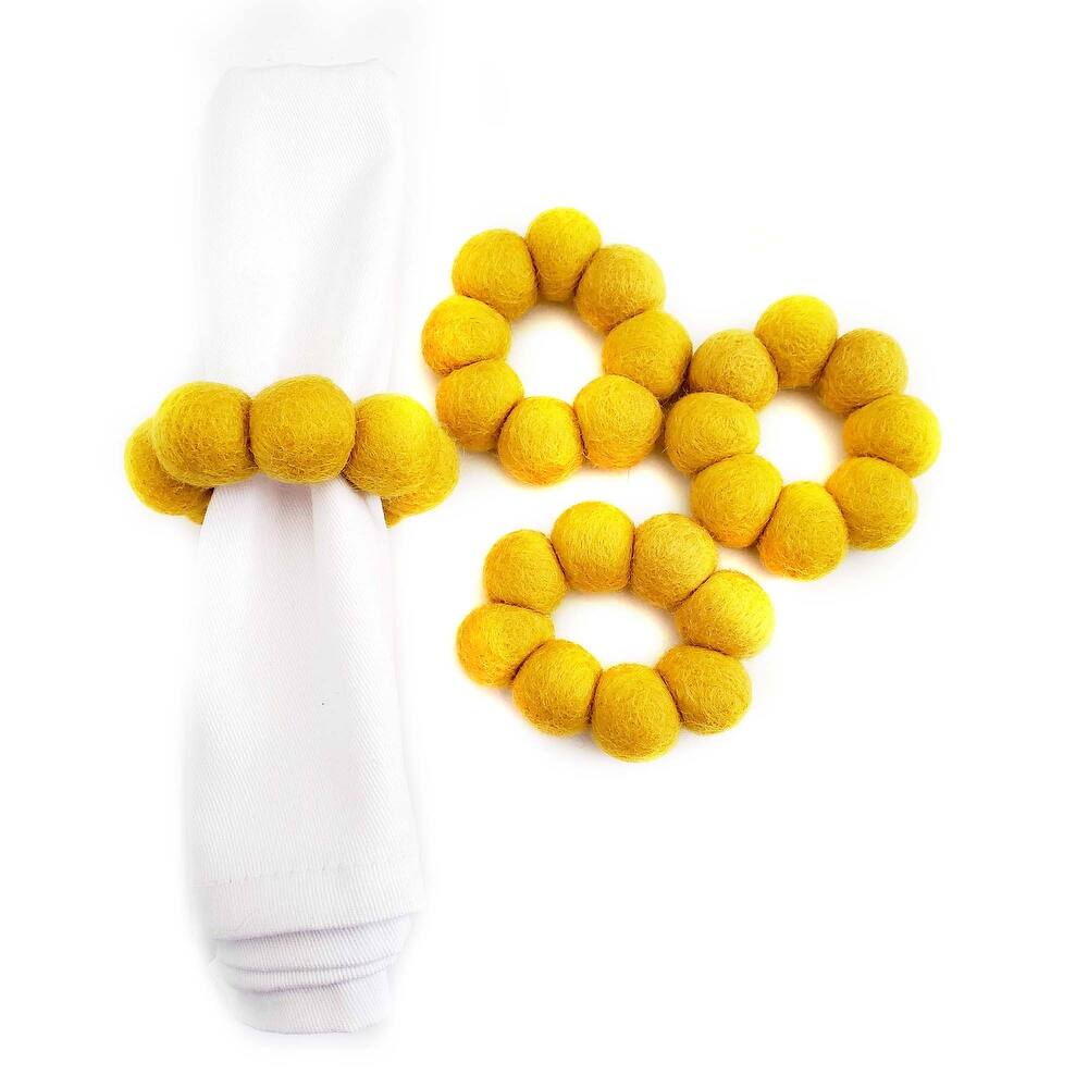 Felt Three Strand Napkin Rings, Set of 4