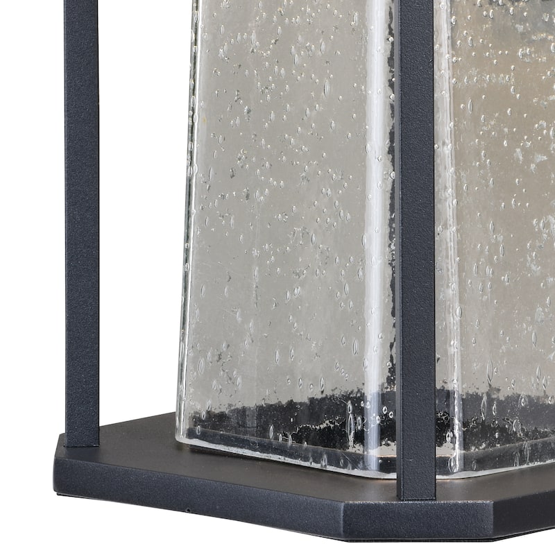 Freeport Aluminum 1 Light LED Dusk to Dawn Black Outdoor Wall Lantern Clear Glass - 7.25-in W x 13.5-in H x 8-in D