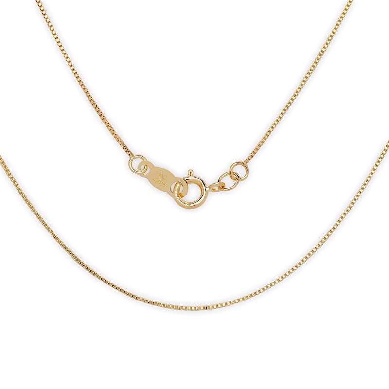 Curata 14k Gold Women's 16-22 Inch Carded 0.7mm Box Chain Necklace - 18 Inch - Gold - Yellow