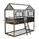 preview thumbnail 5 of 7, Black Metal Low Bunk Bed with Fence-shaped Guardrail and Built-in Ladder, Twin over Twin Size