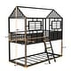 Twin over Twin Size Metal Low Bunk Beds with Roof and Fence-shaped ...