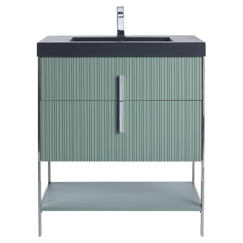 Fine Fixtures Serenity Modern Bathroom Vanity with Black Gel Acrylic Top