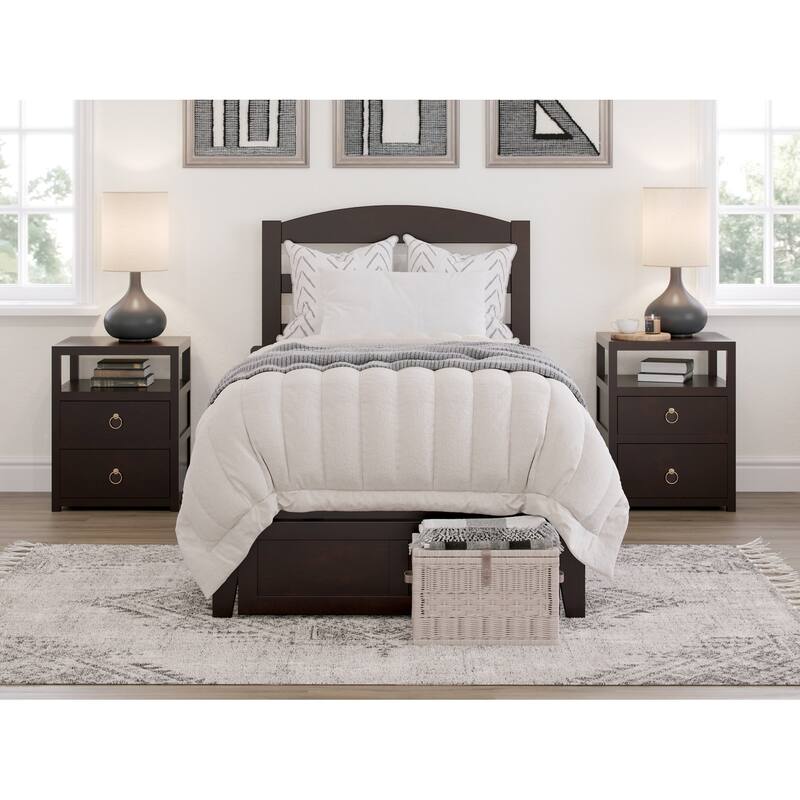 AFI Warren Platform Bed with Foot Drawer and Charging Station