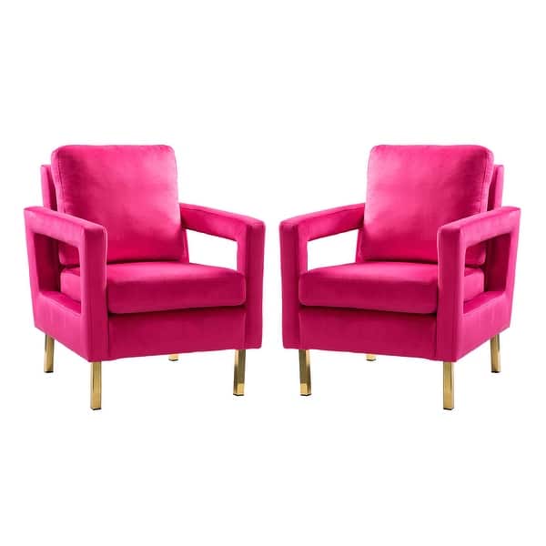 Valentina Modern Upholstered Accent Armchair with Gold Legs Set of 2 by HULALA HOME