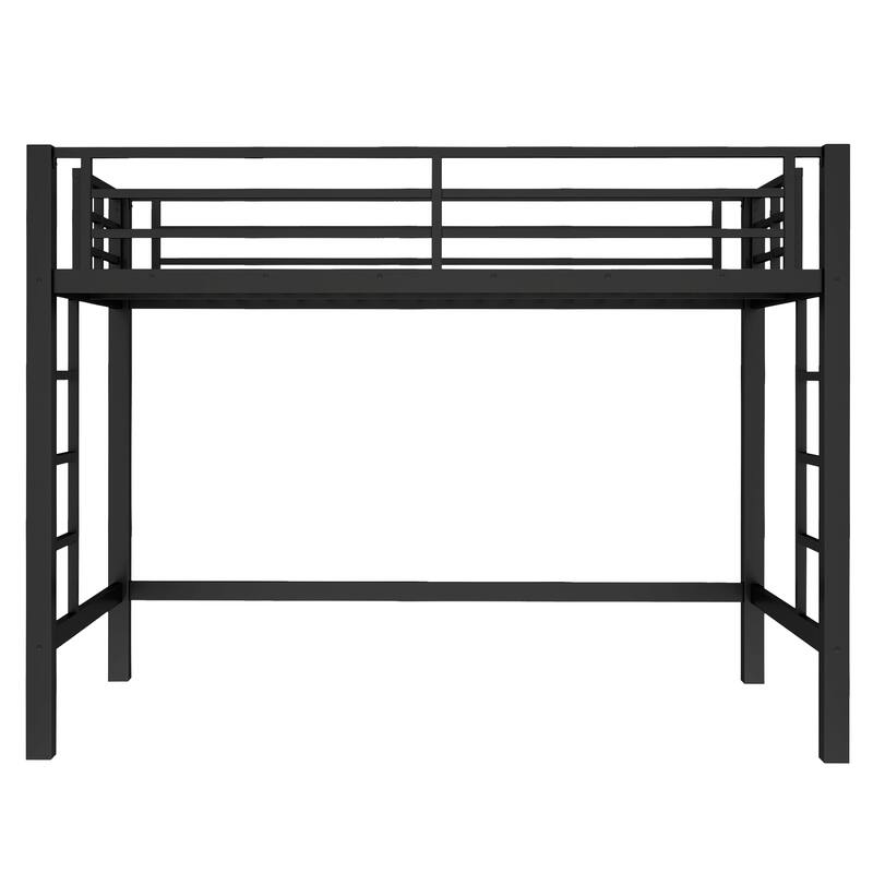 Twin/Twin XL Size Metal Loft Bed with Ladder and Guardrails, Study Space Saving Design