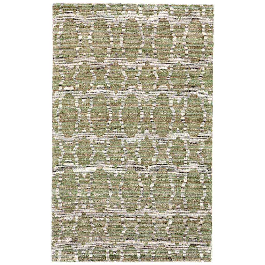 LiLacombe Natural Jute Flat Dhurrie, Jade Green/Tan, Area Rug