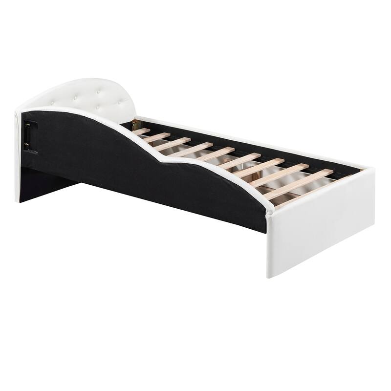 Twin Size PU Upholstered Tufted Daybed with Two Drawers