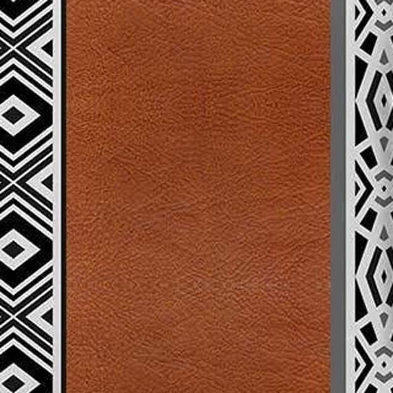 HomeRoots Set Of Two 17" X 17" Brown Geometric Zippered Handmade Faux Leather Throw Pillow Cover