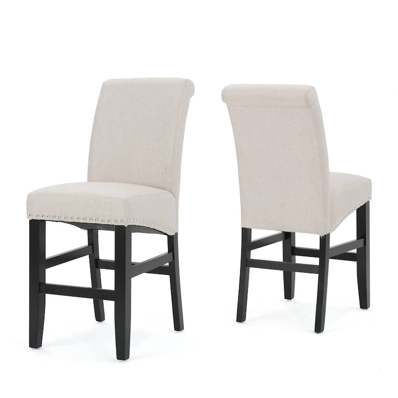 Upholstered Counter Stool Side Dining Chair Set of 2 - Wheat