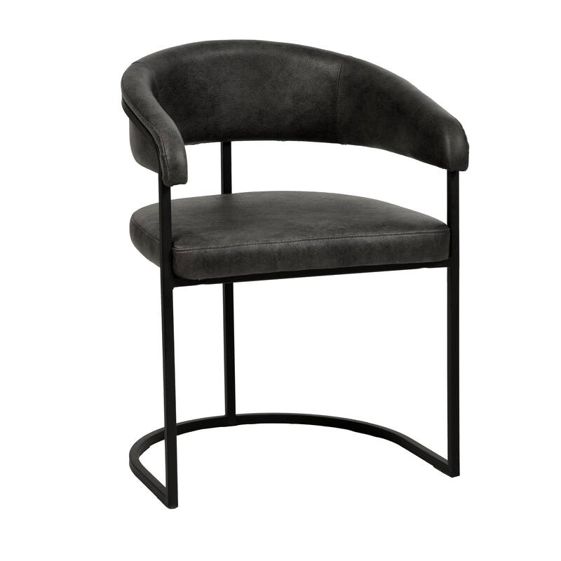 LeisureMod Aero Modern Upholstered Leather Dining Chair in Iron & Polyester, Accent Armchair for Home Kitchen Office - Charcoal