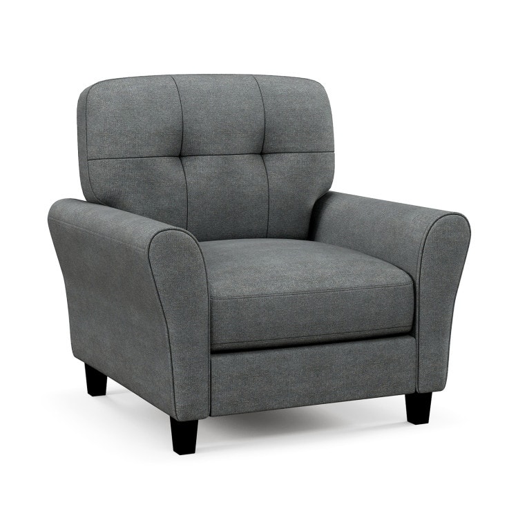 Modern Upholstered Accent Chair with Rubber Wood Legs - 36" x 32" x 35"