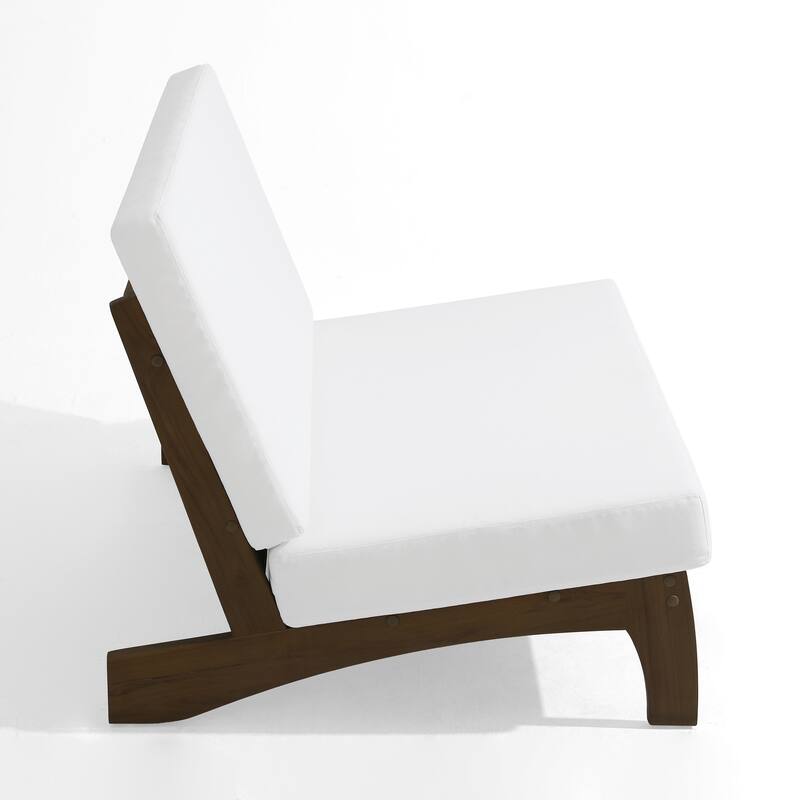 2-Piece Outdoor Teak Wood Loveseat Patio Set with Side Table