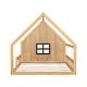 preview thumbnail 11 of 9, Full Size Wood House Bed with LED, Window and Fence, Natural