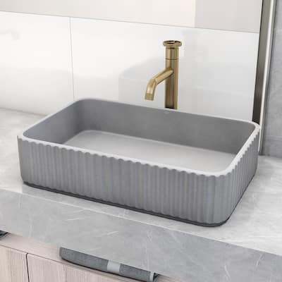 VIGO Windsor 21"L x 14"W Concrete Vessel Sink and Cass 12"H Faucet Set
