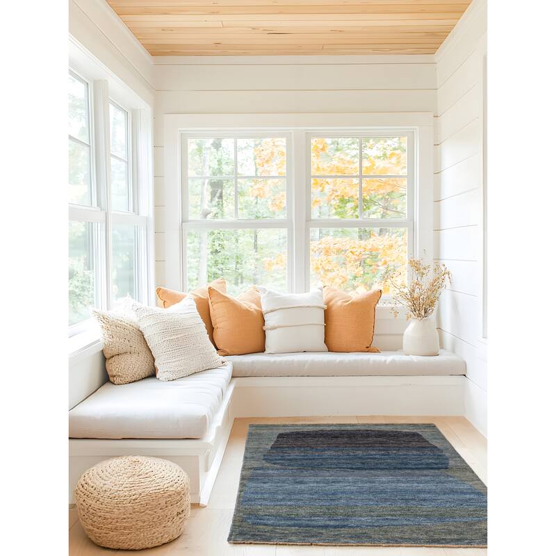 ECARPETGALLERY Hand-knotted Pak Finest Gabbeh Blue Wool Rug - 4'5 x 6'3