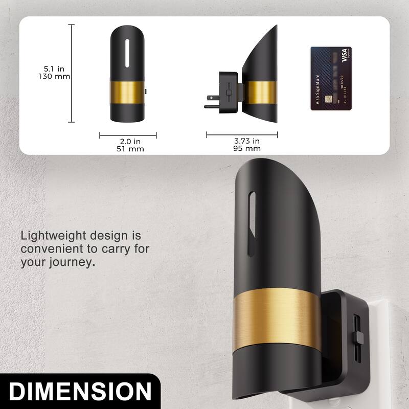 YANSUN Set of 2 Plug-in Light Sensor Night Lights Bamboo Hollow Shade Wall Lamps Black&Copper Tone Warm 3000K Dimmable