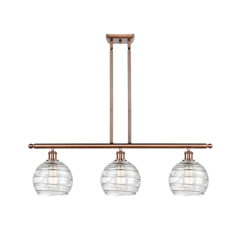 Innovations Lighting 516-3I-11-36 Athens Linear Athens 3 Light 36" - Clear Deco Swirl / Antique Copper