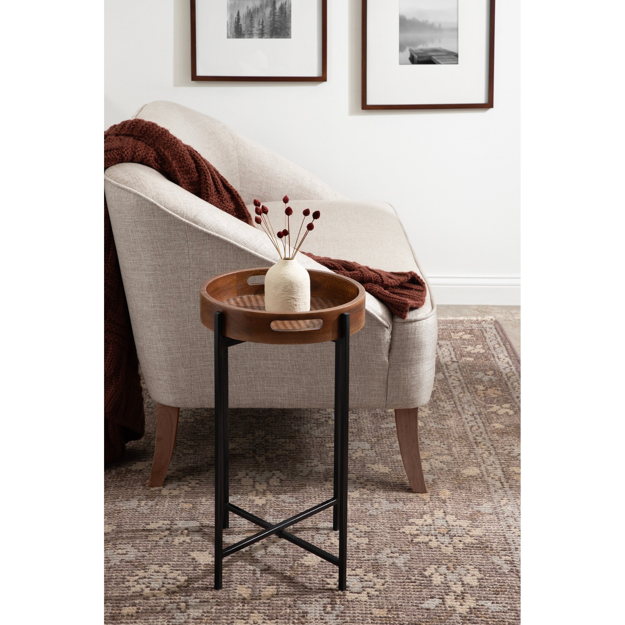 Kate and Laurel Smita Round Tray Table