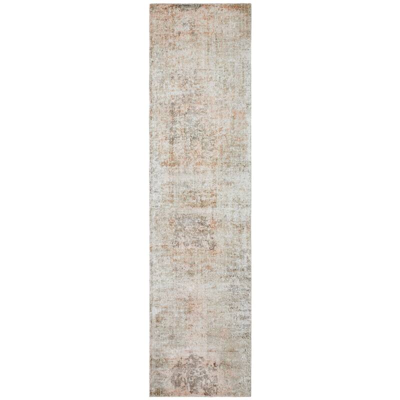 Urban Distress Abstract Beige Handmade Area Rug - 2'6" x 10' - Runner
