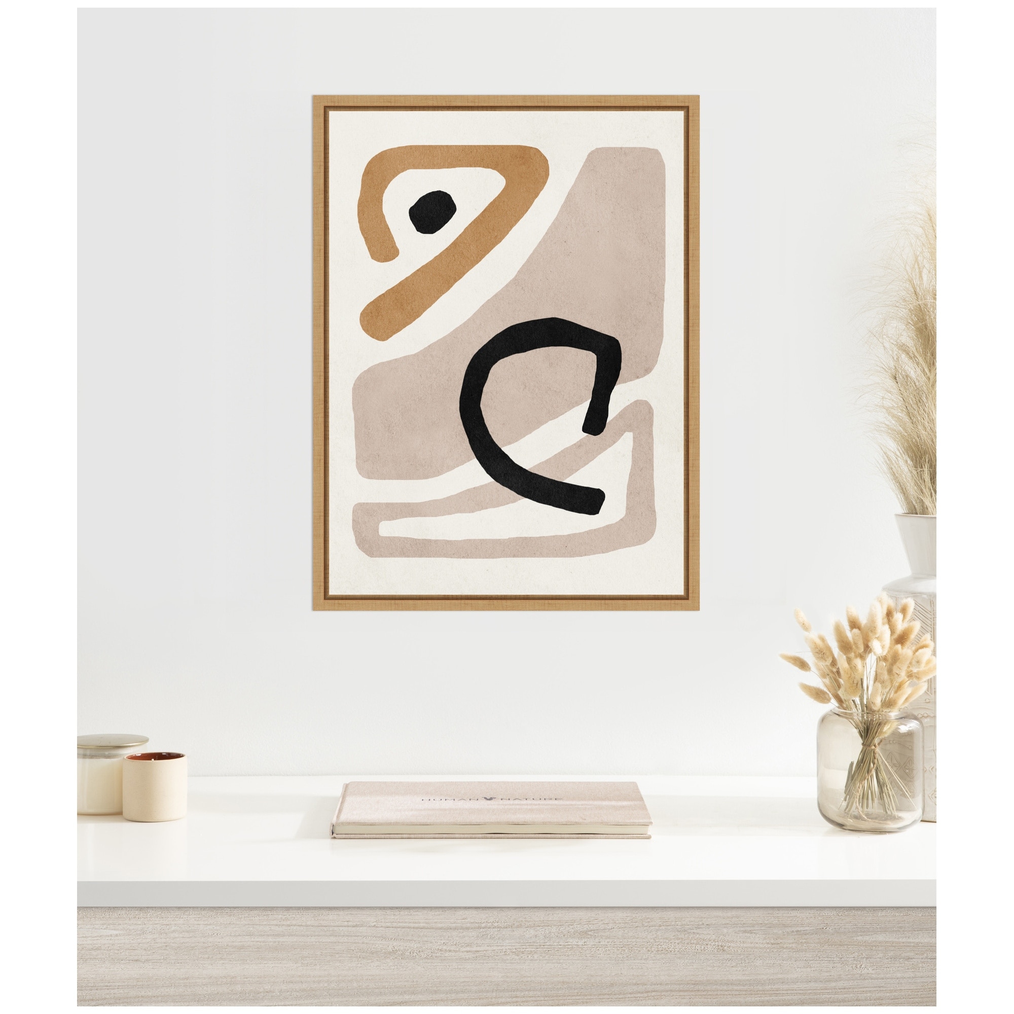 Kate and Laurel Sylvie Neutral Abstract 1 Minimal Modern Art Framed Canvas by July Art Prints