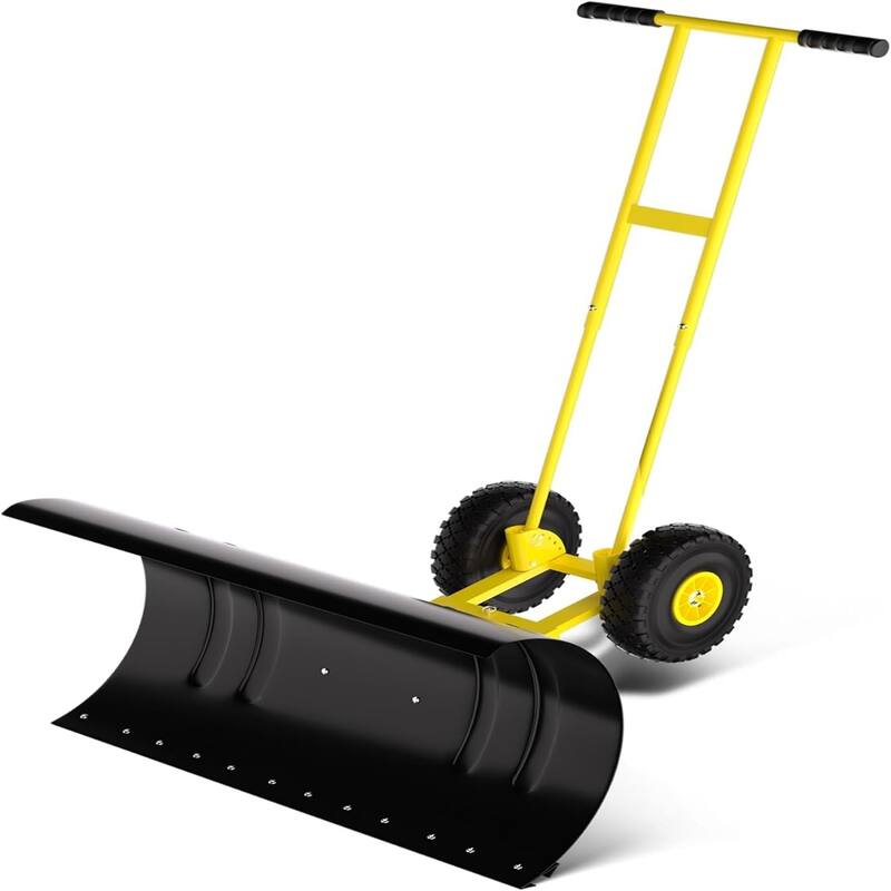 29-Inch Heavy-Duty Steel Snow Shovel Double Pole - Yellow